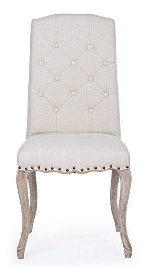 Set 2 Sedie Legno Tessuto Beige Vintage da Interno - CAMILLA Colore: Marrone