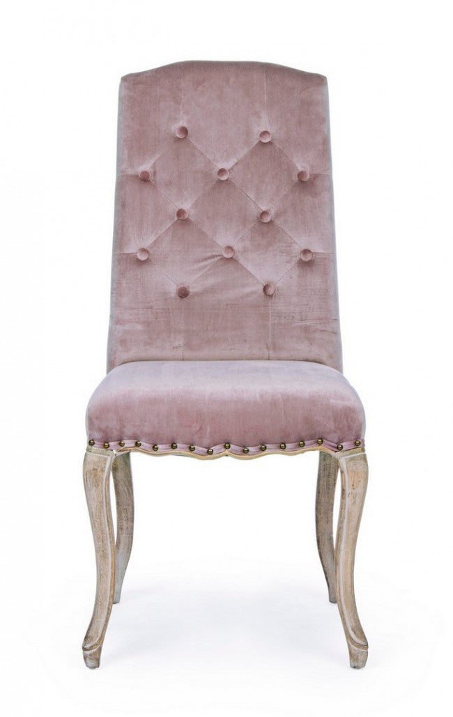 Set 2 Sedie Legno Tessuto Beige Vintage da Interno - CAMILLA Colore: Rosa