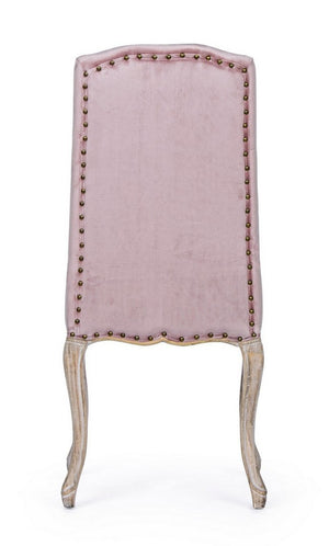 Set 2 Sedie Legno Tessuto Beige Vintage da Interno - CAMILLA Colore: Rosa