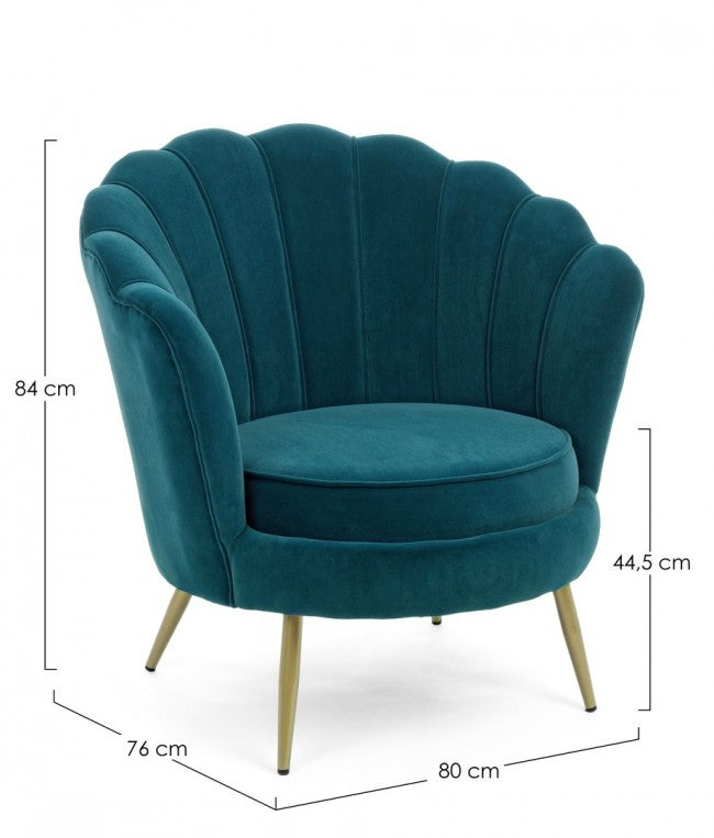 Poltrona in Velluto Grigio Moderno da Interno - GISELLE Colore: Blu