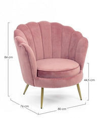 Poltrona in Velluto Grigio Moderno da Interno - GISELLE Colore: Rosa