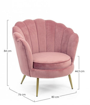 Poltrona in Velluto Grigio Moderno da Interno - GISELLE Colore: Rosa
