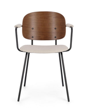 Set 2 Sedie con Braccioli Tessuto Grigio Moderno da Interno - VIVIANA Colore: Beige