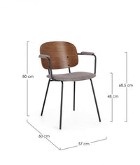 Set 2 Sedie con Braccioli Tessuto Grigio Moderno da Interno - VIVIANA Colore: Grigio