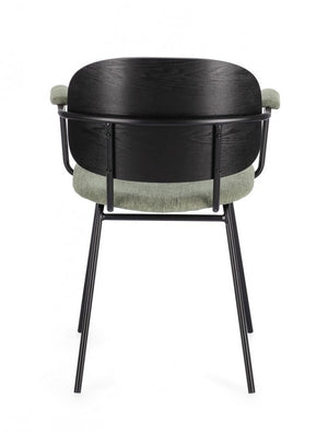 Set 2 Sedie con Braccioli Tessuto Grigio Moderno da Interno - VIVIANA Colore: Verde