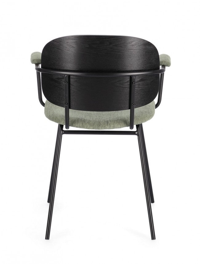 Set 2 Sedie con Braccioli Tessuto Grigio Moderno da Interno - VIVIANA Colore: Verde