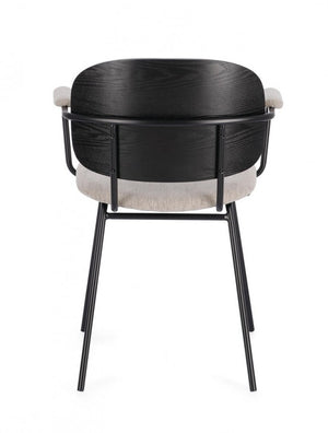 Set 2 Sedie con Braccioli Tessuto Grigio Moderno da Interno - VIVIANA Colore: Nero