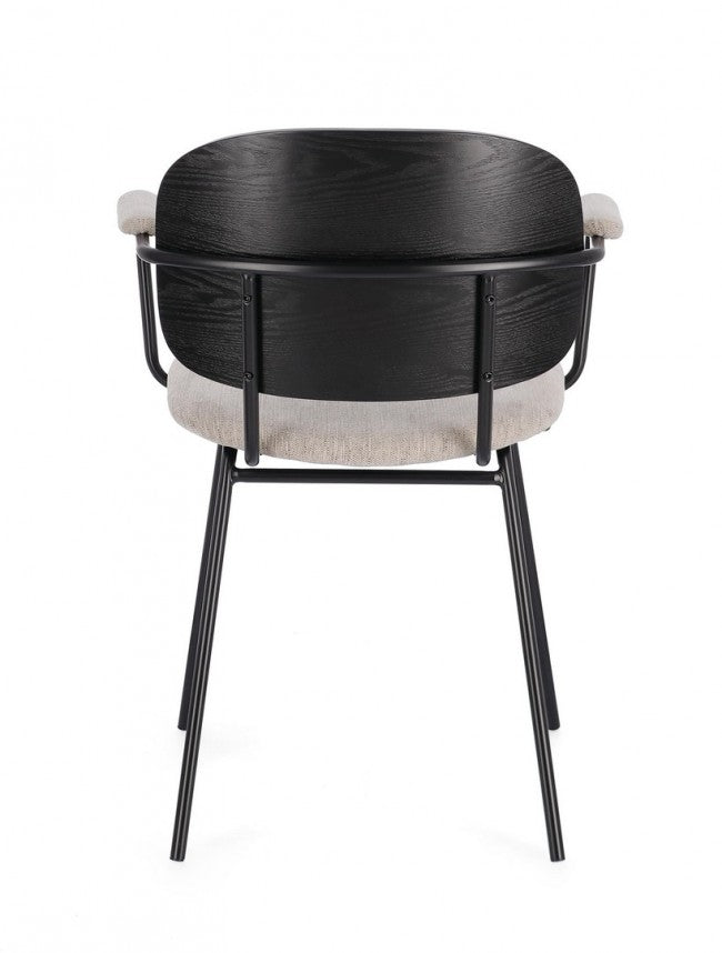 Set 2 Sedie con Braccioli Tessuto Grigio Moderno da Interno - VIVIANA Colore: Nero