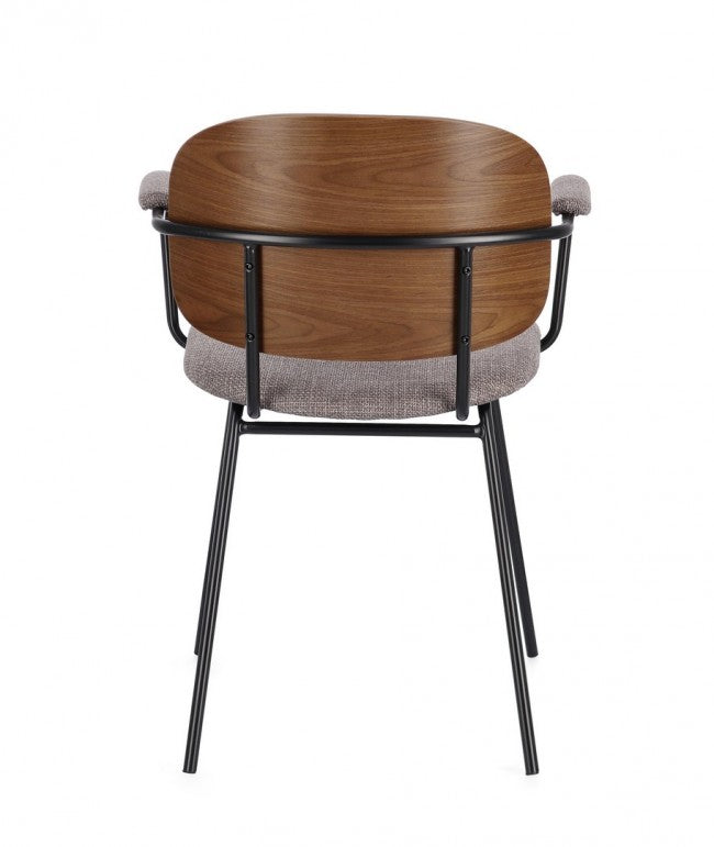 Set 2 Sedie con Braccioli Tessuto Grigio Moderno da Interno - VIVIANA Colore: Grigio