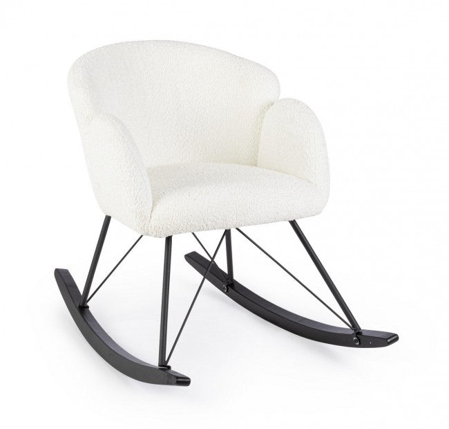 Poltrona Dondolo Tessuto Viola Stile Scandinavo da Interni - LANCE Colore: Bianco