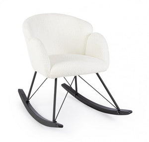 Poltrona Dondolo Tessuto Viola Stile Scandinavo da Interni - LANCE Colore: Bianco