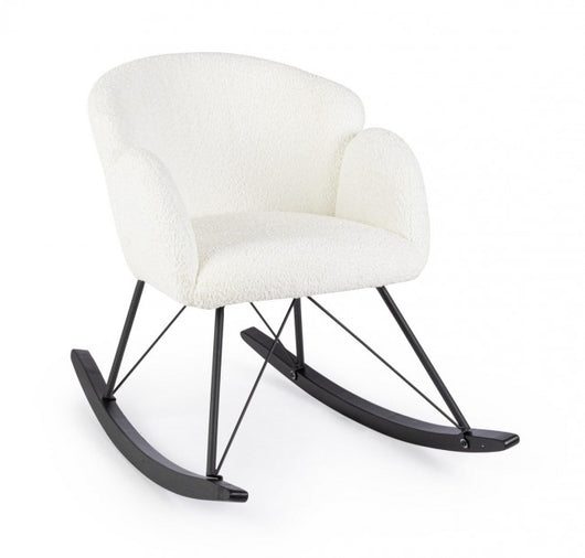 Poltrona Dondolo Tessuto Viola Stile Scandinavo da Interni - LANCE Colore: Bianco