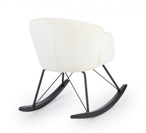 Poltrona Dondolo Tessuto Viola Stile Scandinavo da Interni - LANCE Colore: Bianco