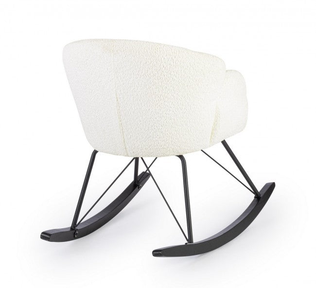 Poltrona Dondolo Tessuto Viola Stile Scandinavo da Interni - LANCE Colore: Bianco