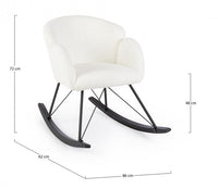 Poltrona Dondolo Tessuto Viola Stile Scandinavo da Interni - LANCE Colore: Bianco