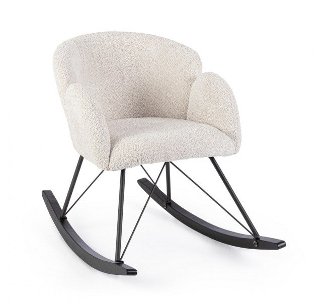 Poltrona Dondolo Tessuto Viola Stile Scandinavo da Interni - LANCE Colore: Marrone