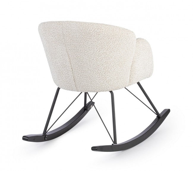 Poltrona Dondolo Tessuto Viola Stile Scandinavo da Interni - LANCE Colore: Marrone