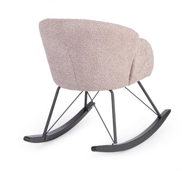 Poltrona Dondolo Tessuto Viola Stile Scandinavo da Interni - LANCE Colore: Rosa