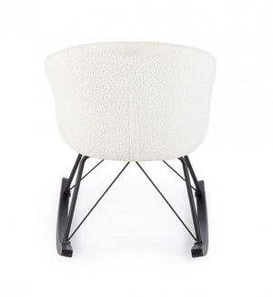 Poltrona Dondolo Tessuto Viola Stile Scandinavo da Interni - LANCE Colore: Bianco