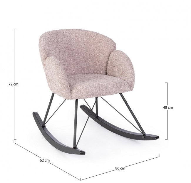 Poltrona Dondolo Tessuto Viola Stile Scandinavo da Interni - LANCE Colore: Rosa