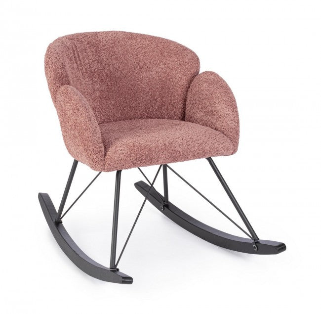 Poltrona Dondolo Tessuto Viola Stile Scandinavo da Interni - LANCE Colore: Viola