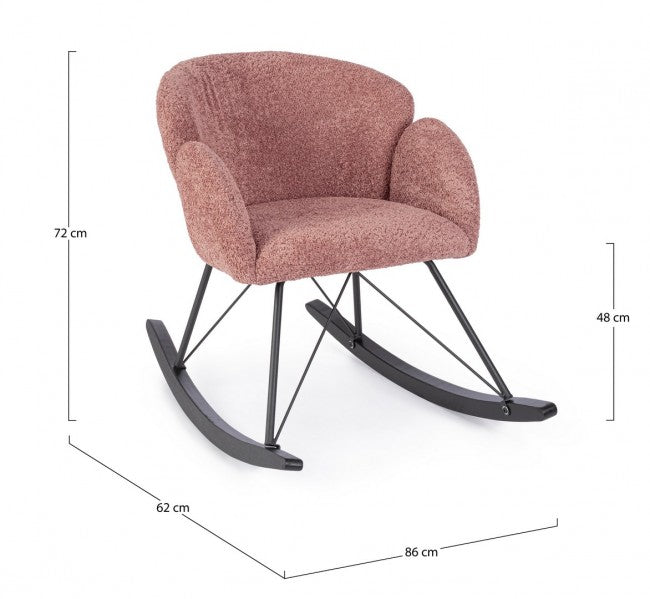 Poltrona Dondolo Tessuto Viola Stile Scandinavo da Interni - LANCE Colore: Viola