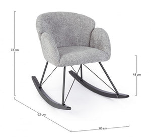 Poltrona Dondolo Tessuto Viola Stile Scandinavo da Interni - LANCE Colore: Grigio