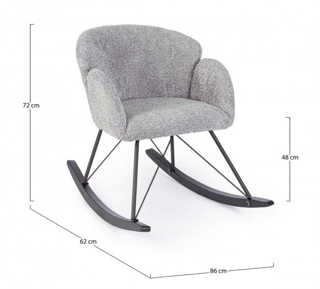 Poltrona Dondolo Tessuto Viola Stile Scandinavo da Interni - LANCE Colore: Grigio