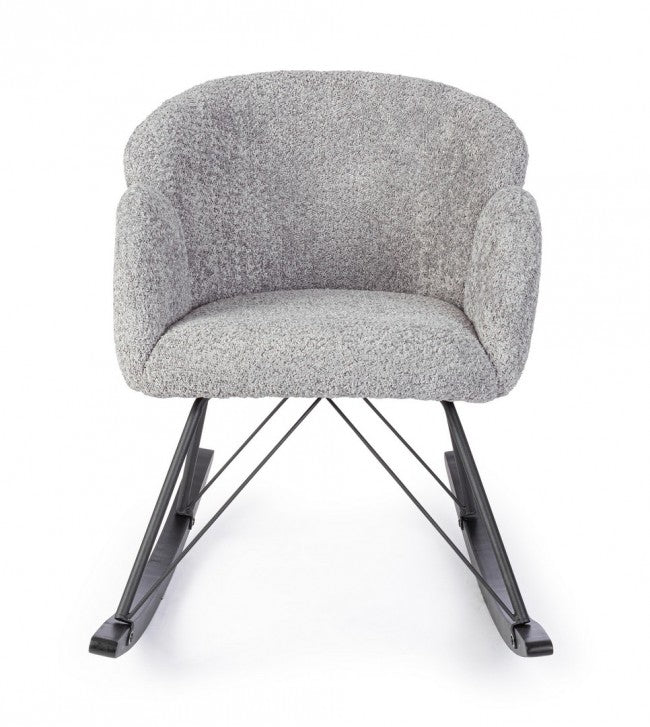 Poltrona Dondolo Tessuto Viola Stile Scandinavo da Interni - LANCE Colore: Grigio