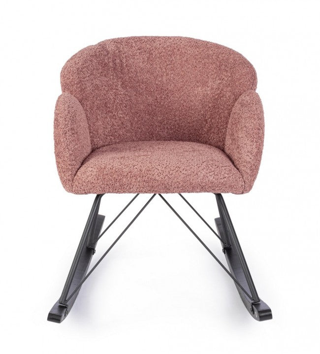 Poltrona Dondolo Tessuto Viola Stile Scandinavo da Interni - LANCE Colore: Viola