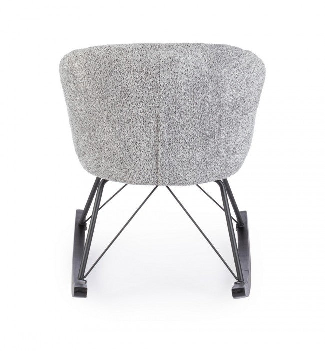 Poltrona Dondolo Tessuto Viola Stile Scandinavo da Interni - LANCE Colore: Grigio
