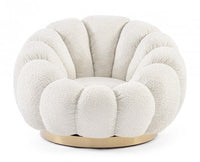 Poltrona Bouclé Bianco Moderno da Interno - RACHEL Colore: Naturale