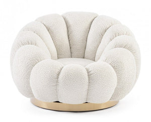 Poltrona Bouclé Bianco Moderno da Interno - RACHEL Colore: Naturale