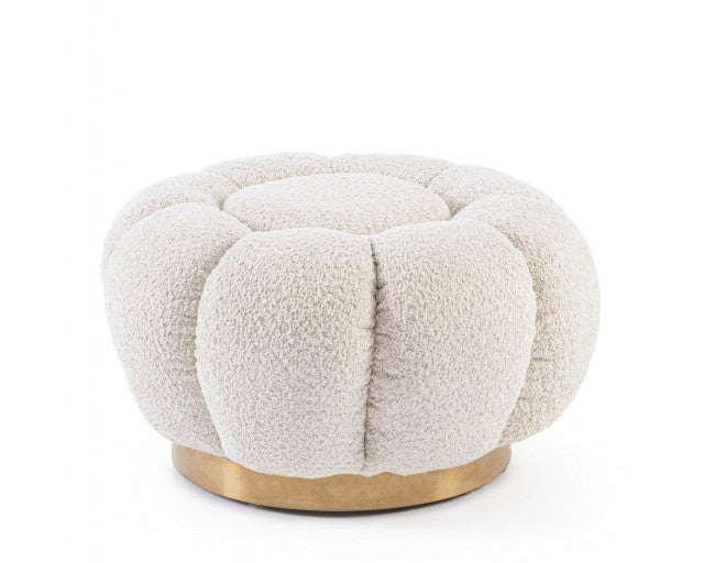 Pouf in Bouclé Naturale Moderno da Interno - RACHEL Colore: Naturale