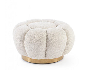 Pouf in Bouclé Naturale Moderno da Interno - RACHEL Colore: Naturale