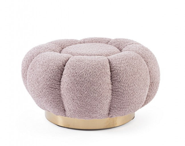 Pouf in Bouclé Naturale Moderno da Interno - RACHEL Colore: Rosa