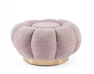 Pouf in Bouclé Naturale Moderno da Interno - RACHEL Colore: Rosa