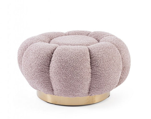 Pouf in Bouclé Naturale Moderno da Interno - RACHEL Colore: Rosa