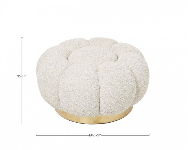 Pouf in Bouclé Naturale Moderno da Interno - RACHEL Colore: Naturale