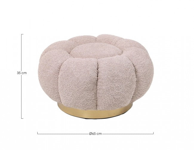Pouf in Bouclé Naturale Moderno da Interno - RACHEL Colore: Rosa