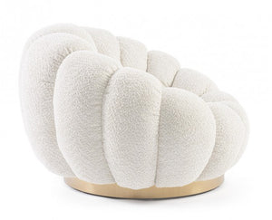 Poltrona Bouclé Bianco Moderno da Interno - RACHEL Colore: Naturale
