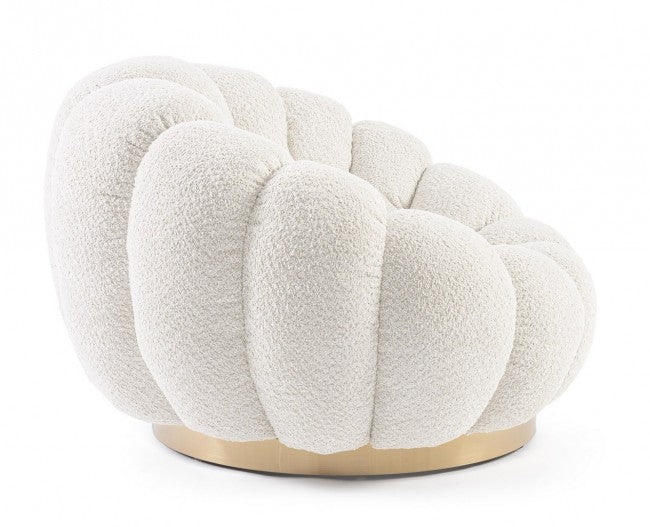 Poltrona Bouclé Bianco Moderno da Interno - RACHEL Colore: Naturale