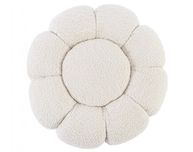 Pouf in Bouclé Naturale Moderno da Interno - RACHEL Colore: Naturale