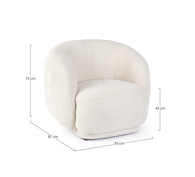 Poltrona Bouclè Bianco Moderna da Interno - THEA Colore: Marrone