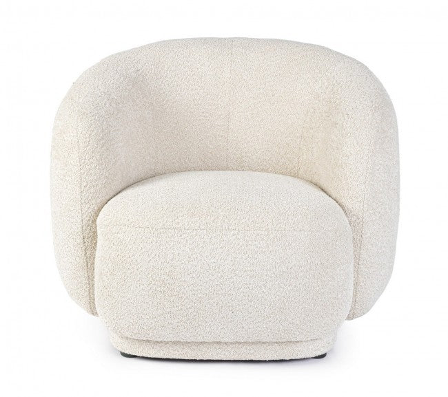 Poltrona Bouclè Bianco Moderna da Interno - THEA Colore: Marrone