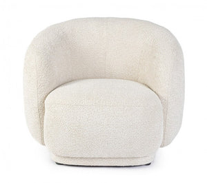 Poltrona Bouclè Bianco Moderna da Interno - THEA Colore: Marrone