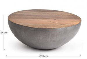 Tavolino Rotondo Legno Bianco Moderno da Interno - ZEN Colore: Grigio, Dimensione: D90