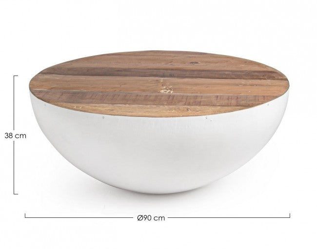 Tavolino Rotondo Legno Bianco Moderno da Interno - ZEN Colore: Bianco, Dimensione: D90