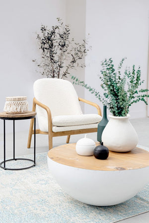 Tavolino Rotondo Legno Bianco Moderno da Interno - ZEN Dimensione: D70, Colore: Bianco