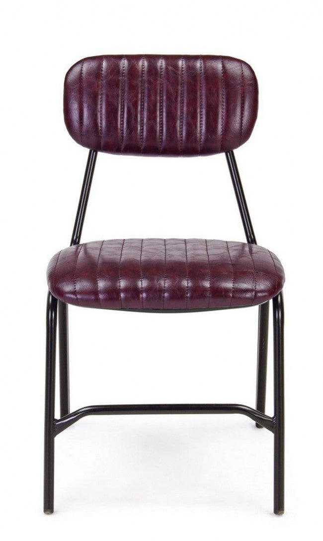 Set 2 Sedie in Ecopelle Marrone Vintage da Interni - CAMILLE Colore: Rosso